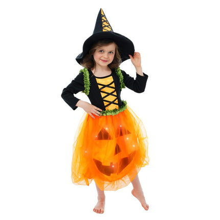 Costume da strega zucca per bambini con LED