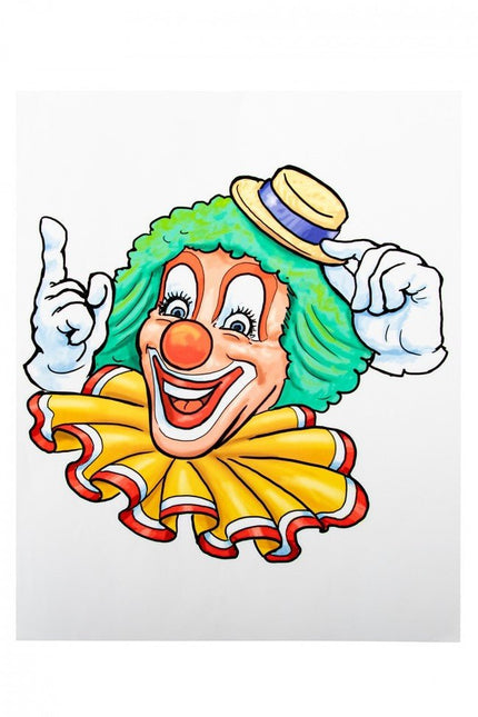 Raamsticker Clown Gele Hoed 40cm van PartyXplosion koop je bij Partywinkel