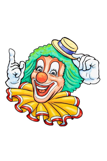 Raamsticker Clown Gele Hoed 40cm van PartyXplosion koop je bij Partywinkel