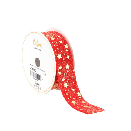Nastro Stella Rosso Oro 25Mm 3m