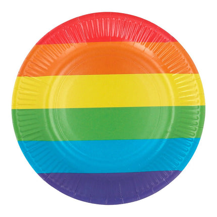 Regenboog Borden 23cm 8st van Boland koop je bij Partywinkel