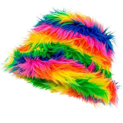 Regenboog Bucket Hat Pluche van Widmann koop je bij Partywinkel