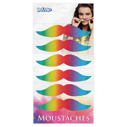 Regenboog Nep Snor Fantasy 6st van Boland koop je bij Partywinkel