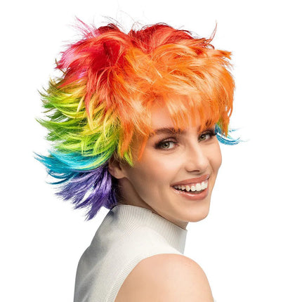 Regenboog Pruik Kort Punk van Boland koop je bij Partywinkel