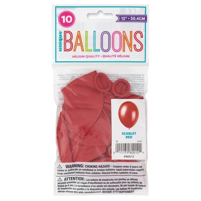 Rode Ballonnen 30cm 10st van Unique koop je bij Partywinkel