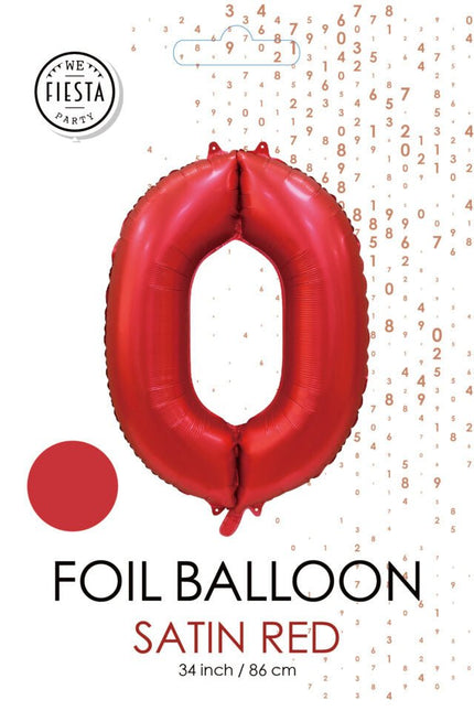 Rode Cijfer Ballon 0 Jaar Glans 86cm van WeFiesta koop je bij Partywinkel