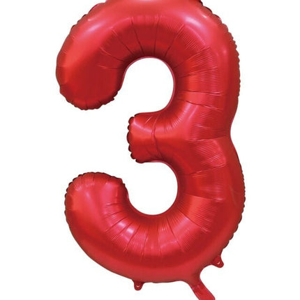 Rode Cijfer Ballon 3 Jaar Glans 86cm van WeFiesta koop je bij Partywinkel