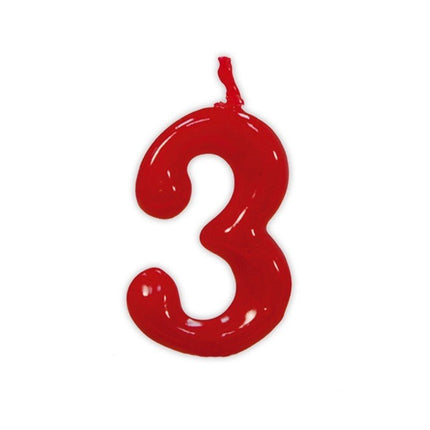 Rode Kaars 3 Jaar 5,5cm van Fiestas Guirca koop je bij Partywinkel