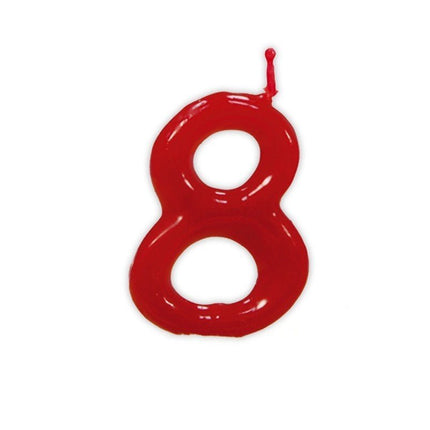 Rode Kaars 8 Jaar 5,5cm van Fiestas Guirca koop je bij Partywinkel