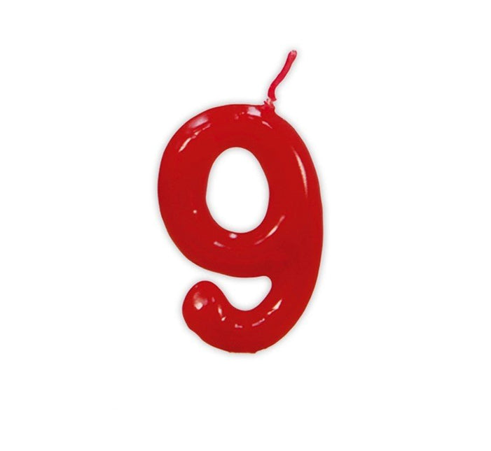 Rode Kaars 9 Jaar 5,5cm van Fiestas Guirca koop je bij Partywinkel