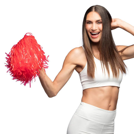 Rode Pompom 34cm van Boland koop je bij Partywinkel