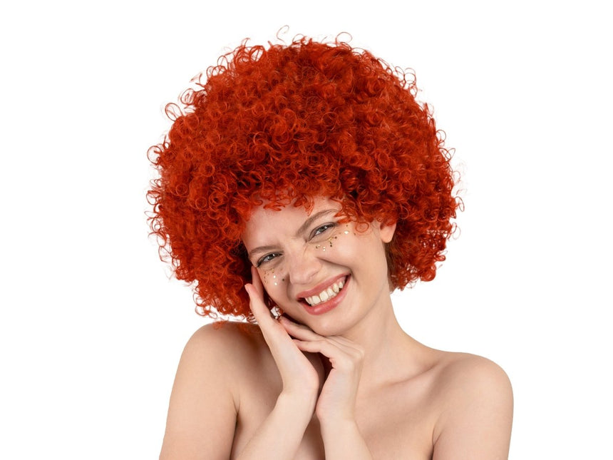 Rode Pruik Afro van Partydeco koop je bij Partywinkel