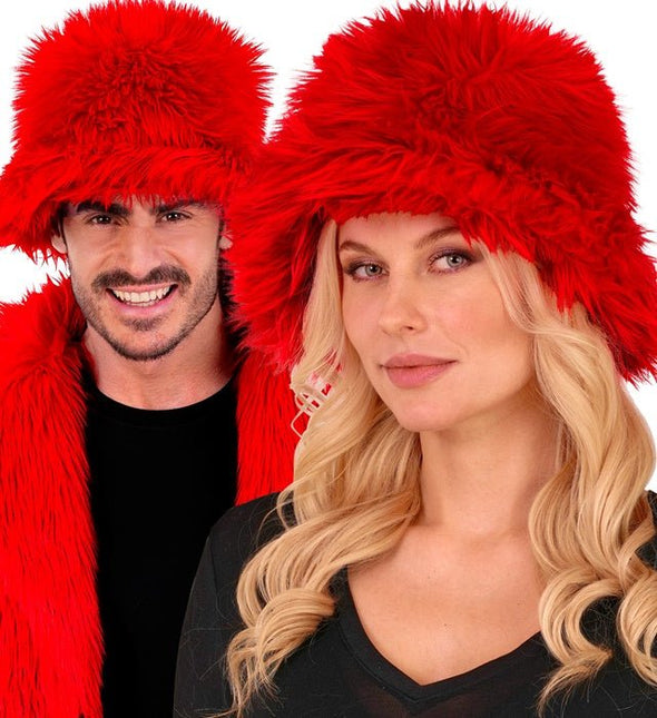 Rood Bucket Hat Pluche van Widmann koop je bij Partywinkel