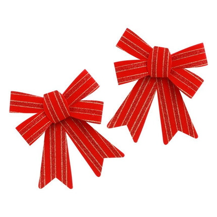 Rood Gouden Strik Strepen 17cm 2st van CHAKS koop je bij Partywinkel