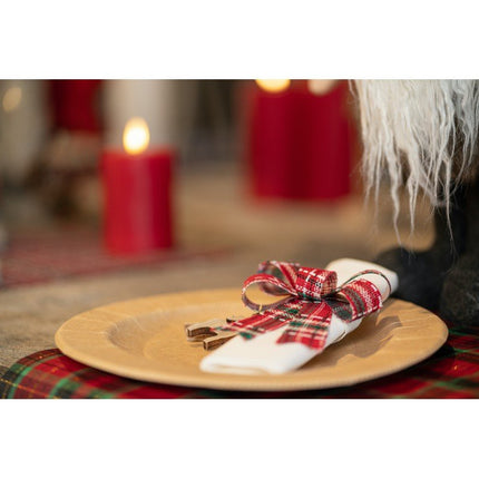 Rood Groene Strik Schotse Ruit 10cm 3st van CHAKS koop je bij Partywinkel