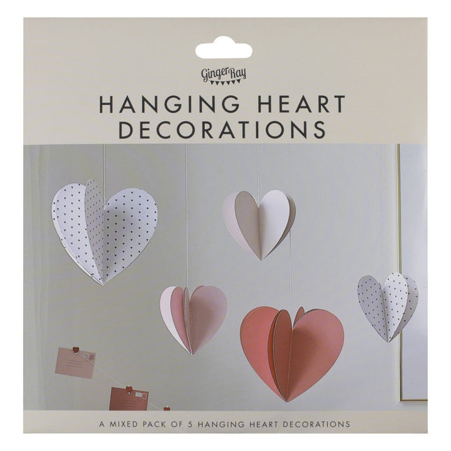 Rood Roze Hangdecoratie Hartjes 5st van Ginger Ray koop je bij Partywinkel