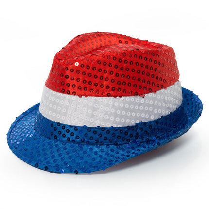 Rood Wit Blauwe Hoed Pailletten Met Licht van Partychimp koop je bij Partywinkel