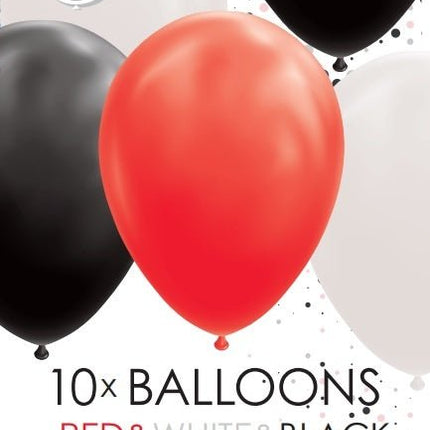 Rood Wit Zwarte Ballonnen 30cm 10st van WeFiesta koop je bij Partywinkel