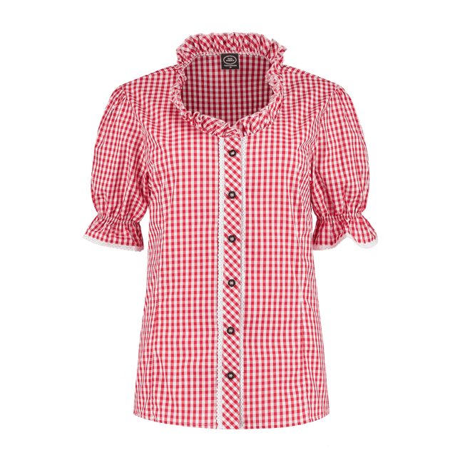 Rood Witte Blouse Dames Geruit van Haus Huberts koop je bij Partywinkel