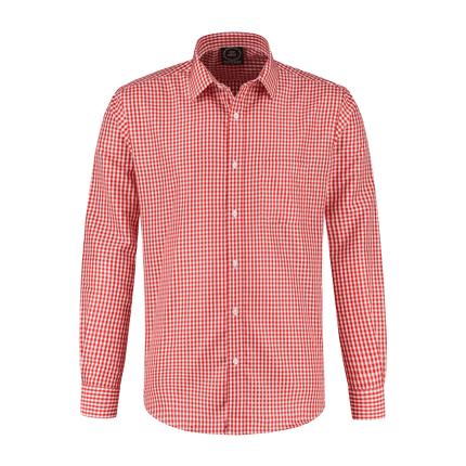 Rood Witte Blouse Heren Lange Mouw Geruit van Haus Huberts koop je bij Partywinkel