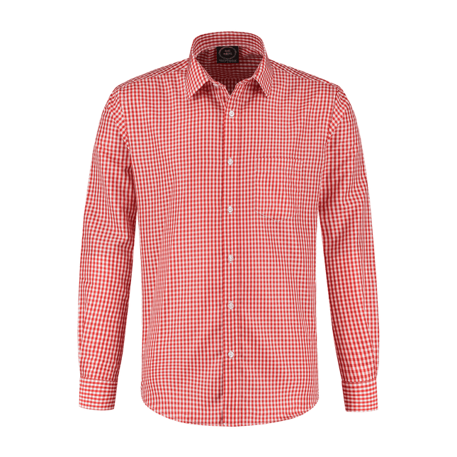 Rood Witte Blouse Heren Lange Mouw Geruit van Haus Huberts koop je bij Partywinkel
