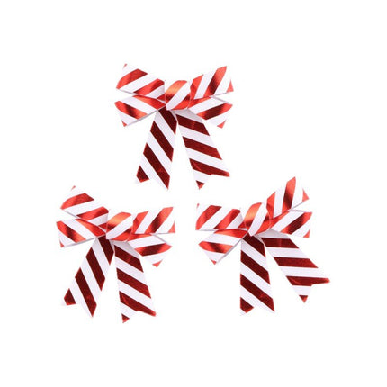 Rood Witte Strik Gestreept 11cm 3st van CHAKS koop je bij Partywinkel