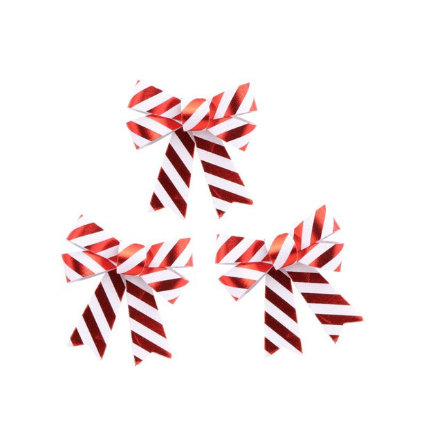 Rood Witte Strik Gestreept 11cm 3st van CHAKS koop je bij Partywinkel