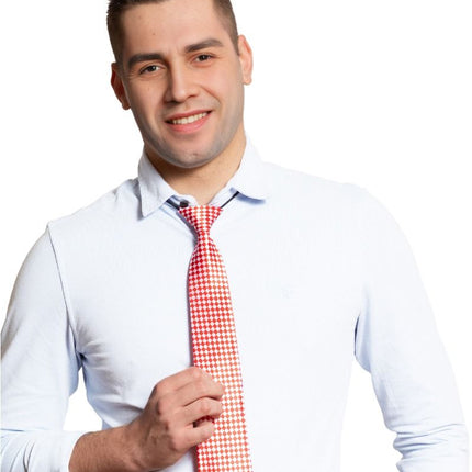 Rood Witte Stropdas Geblokt 50cm van Partychimp koop je bij Partywinkel