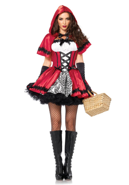 Roodkapje Jurk Wit Rood Dames Leg Avenue - Partywinkel - 714718496474