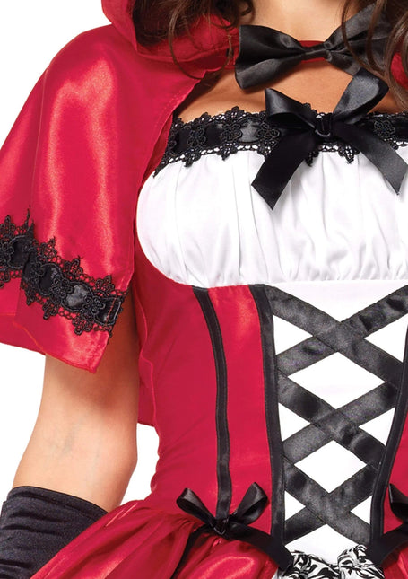 Roodkapje Jurk Wit Rood Dames Leg Avenue - Partywinkel - 714718496474