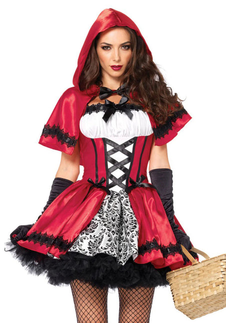 Roodkapje Jurk Wit Rood Dames Leg Avenue - Partywinkel - 714718496474