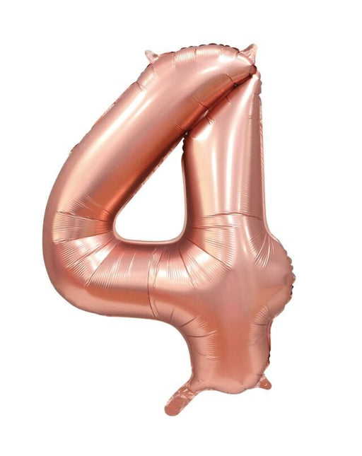 Rose Goud Cijfer Ballon 4 Jaar Glans 86cm van WeFiesta koop je bij Partywinkel