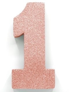 Rose Goud Tafeldecoratie Cijfer 1 Glitter 20,5cm van WeFiesta koop je bij Partywinkel