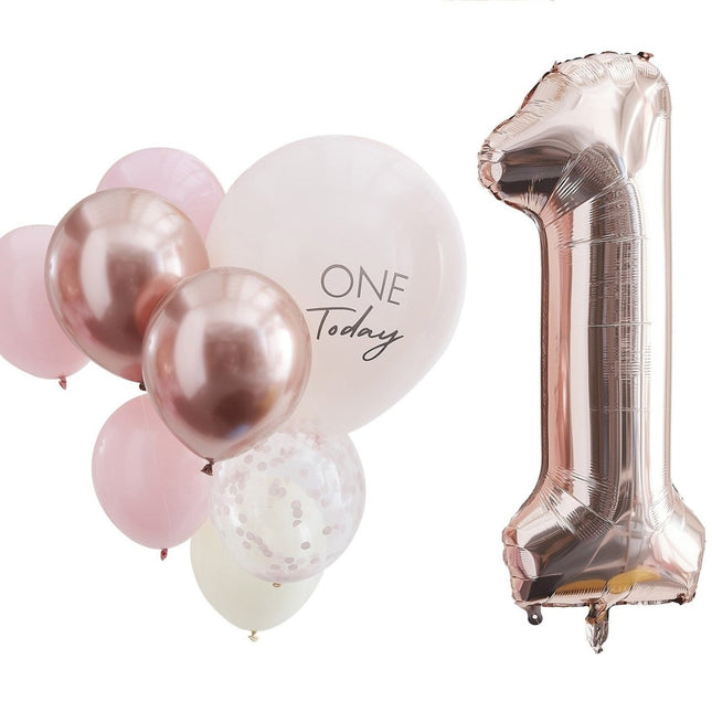 Rose Gouden Ballonnen Set 1 Jaar 10 delig van Ginger Ray koop je bij Partywinkel
