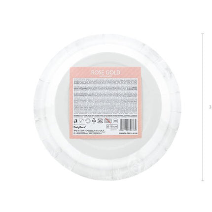 Rose Gouden Bordjes Karton 18cm 6st van Partydeco koop je bij Partywinkel