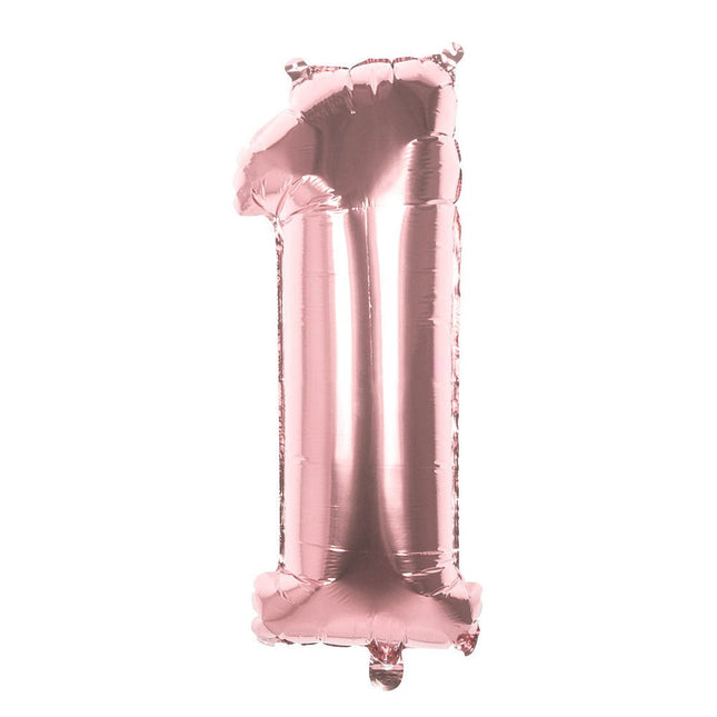Rose Gouden Cijfer Ballon 1 Jaar 86cm van Boland koop je bij Partywinkel