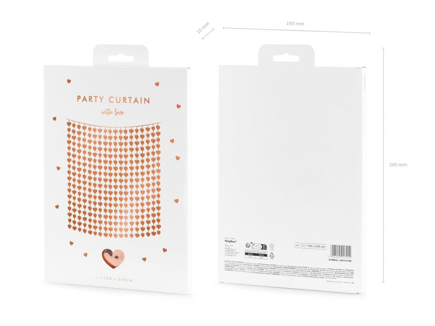 Rose gouden Deurgordijn Hartjes 2,45m van Partydeco koop je bij Partywinkel