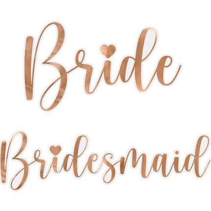 Rose Gouden Glasstickers Bride & Bridesmaid van Partydeco koop je bij Partywinkel