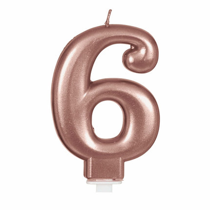 Rose Gouden Kaars 6 Jaar 8cm van Fiestas Guirca koop je bij Partywinkel