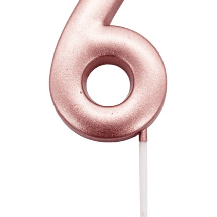 Roségouden Cijferkaars 6 van Unique koop je bij Partywinkel