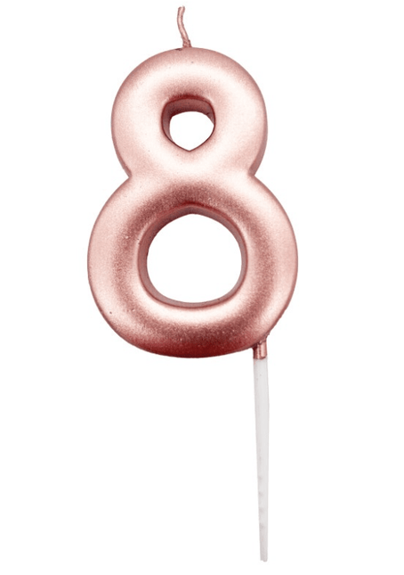Roségouden Cijferkaars 8 van Unique koop je bij Partywinkel