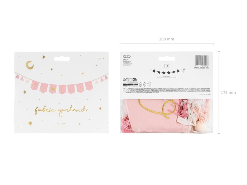 Roze Banner Oh Baby 2,5m van Partydeco koop je bij Partywinkel