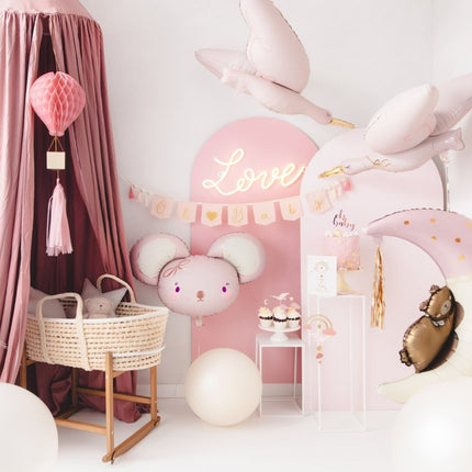 Roze Banner Oh Baby 2,5m van Partydeco koop je bij Partywinkel