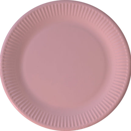 Roze Borden Papier Ribbels 23cm 8st van Procos koop je bij Partywinkel