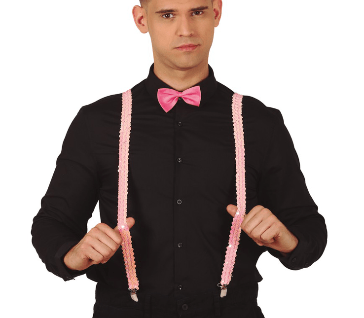 Roze Bretels Pailletten Heren 72cm van Fiestas Guirca koop je bij Partywinkel