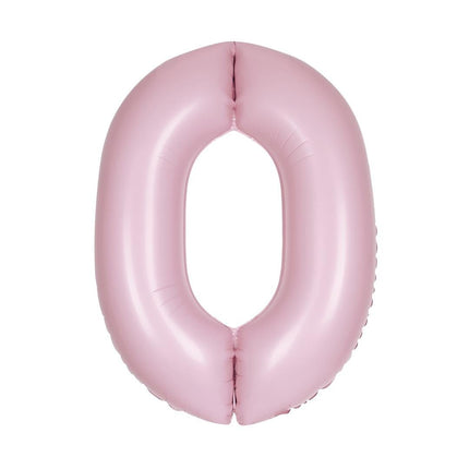 Roze Cijfer Ballon 0 Jaar Matte 86cm van Unique koop je bij Partywinkel