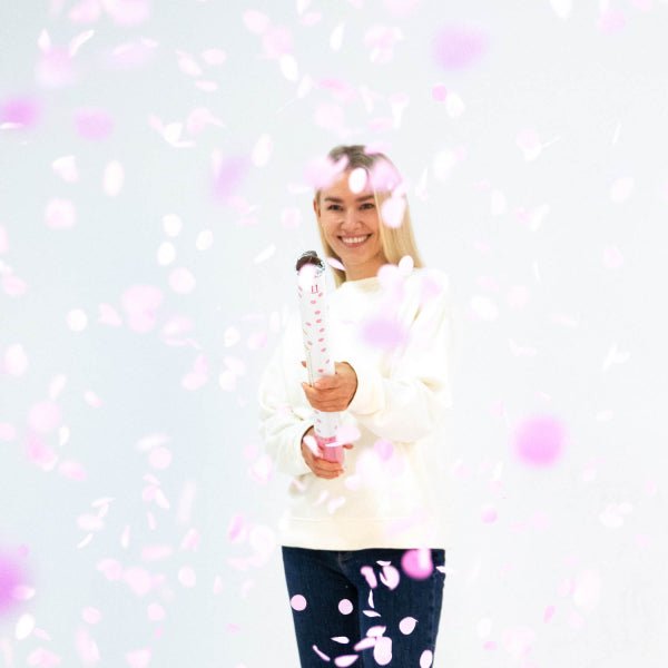 Roze Confetti Kanon 60cm van Riethmueller koop je bij Partywinkel