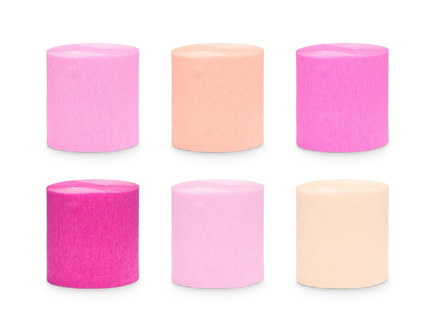 Roze Crepe Papier 10m 6st van Partydeco koop je bij Partywinkel