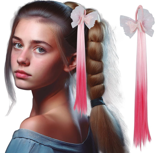 Roze Hair Extension Boog 40cm van Fiestas Guirca koop je bij Partywinkel