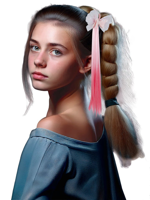 Roze Hair Extension Boog 40cm van Fiestas Guirca koop je bij Partywinkel